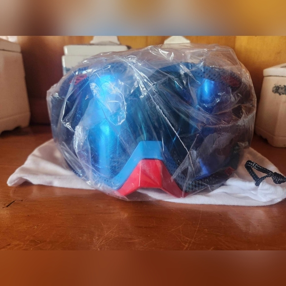 💙❤🏍FOX AIR SPACE GOGGLE - 360 RACE BLUE RED w/BLUE SPARK LENS🏍💙❤ - Picture 5 of 7